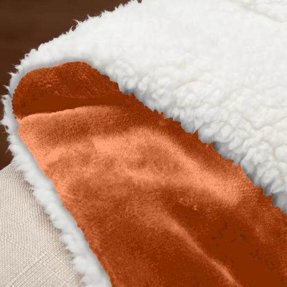 Luxurious Rust Sherpa Plush Full/Queen90”x 90” Blanket Dual-Layer New - Picture 7 of 7